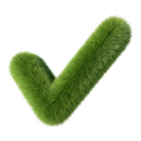 3D Green Fuzzy and Fluffy Check Mark Design on Transparent Background png
