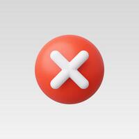 3d Realistic Red Cross checkmark vector