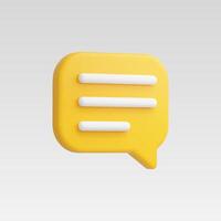 3d Realistic Yellow Message Icon vector