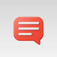 3d Realistic Red Chat or Message Icon vector