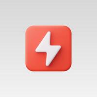 3d Realistic Charge power lightning button vector