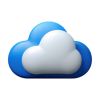 Cloud Icon 3D Render Blue and White Glossy Finish with Rounded Edges and Isometric Perspective png
