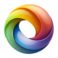 Circular Rainbow Logo with 3D Twisted Ring and Smooth Gradient Transitions png