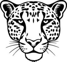 A leopard head is shown in black and white vector