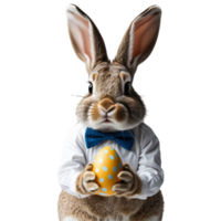 Easter bunny with bow tie and white shirt png
