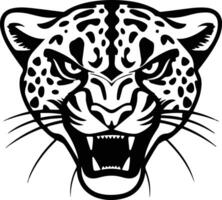 Jaguar head with open mouth and fangs vector