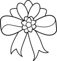 A black and white drawing of a bow with flowers vector