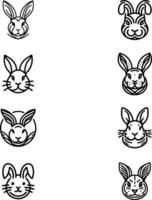a set of rabbit line art design on white background vector