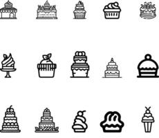 a set of cake logo icon line art design on white background vector
