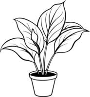A plant in a pot coloring page vector
