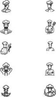 PriA logo design set line art shape of chef on awhite background vector