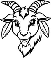 Goat head line art design on a white Background vector