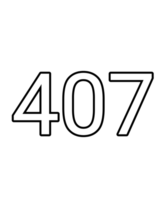 Black and white color numbers 407 png