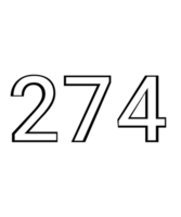Black and white color numbers 274 png