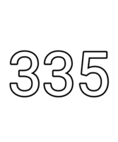 Black and white color numbers 335 png