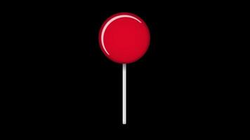 Lollipop on stick animation. Sweet candy animation. Animation for new years day, winter holiday, dessert, new years event. Transparent background with alpha channel. video