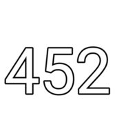 Black and white color numbers 452 png