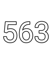 Black and white color numbers 563 png