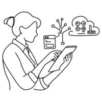 depicting data analysis, AI, and cloud technology. Perfect for minimalist designs, UI UX, tech visuals vector