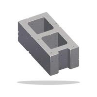 Cement cinder block isolated on white background. vector