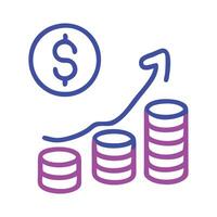 a line icon of a stack of coins and dollar sign vector