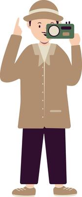 Detective or Spy Character on White Background.