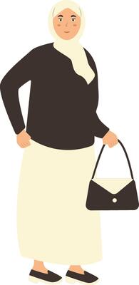 Hijab Muslim Female Style Illustration in Cartoon Design.