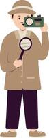 Detective or Spy Character with Cartoon Design vector