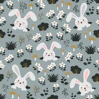 Easter seamless repeat pattern with happy bunny in the hole vector