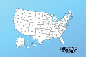 map isolated on United states map. Editable blank map of USA vector