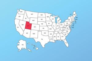 utah map isolated on United states map. Editable blank map of USA vector