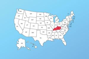 kentucky map isolated on United states map. Editable blank map of USA vector