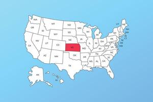 kansas map isolated on United states map. Editable blank map of USA vector