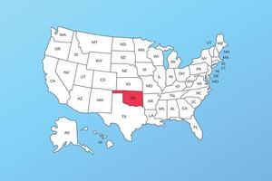 oklahoma map isolated on United states map. Editable blank map of USA vector