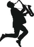 Silhouette of Men Playing Saxophone. vector