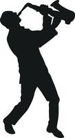 Silhouette of Men Playing Saxophone Isolated on White Background vector