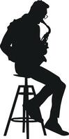 Silhouette of Men Playing Saxophone on White Background vector
