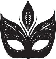 a black and white carnival mask with feathers vector