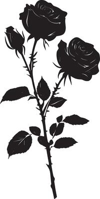 black and white silhouette of a rose