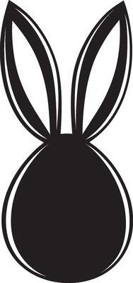 a black and white illustration of a rabbit's head