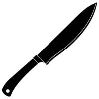 A sharp, isolated steel knife with a silver blade and black handle, a single kitchen utensil on a white background vector