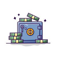 Safe deposit box containing stacks of dollar bills. The concept of cash protection can be used for web icons, elements, infographics on business and finance themes. illustration. vector