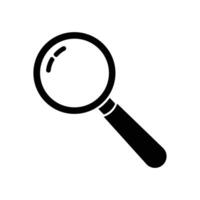 A sleek magnifying glass icon symbolizing discovery and exploration. Transparent design with simple line art, perfect for search, inspection, or analysis in science, research web browsing contexts. vector