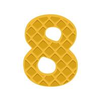 Number 8 element waffle. Crunchy waffle in the shape of number Eight. illustration. Alphabet, letters, numbers and signs made from cookie, waffle. vector