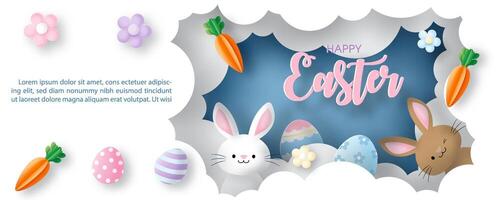 Poster and web banner of Easter's day in layers paper cut style vector