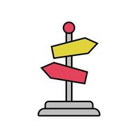 Bright signpost displaying various directions and paths vector