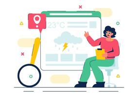 Meteorology and Climate Science Illustration Featuring a Weather Analyst vector