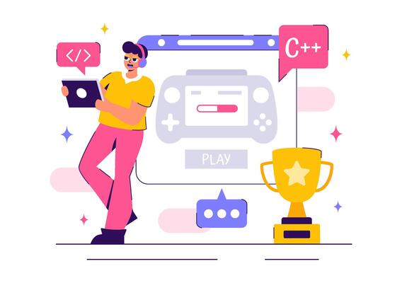 Live Game Streaming Illustration with a Cute Professional Gamer