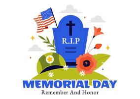 Remembering Fallen Heroes Memorial Day with Patriotic Flag and Ribbon Design vector