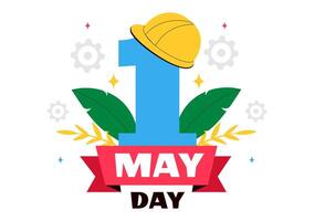 Happy May Day Art with Construction Workers from Different Fields and a Thank You Message vector